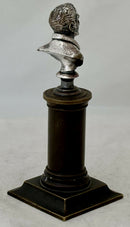 The Duke of Wellington, 19th Century Silver Plated Bust on a Brass Column.