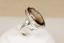 Vintage Sterling Silver & Smoky Citrine Statement Ring – Stamped SILVER