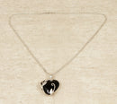 Art Nouveau Style Silver and Onyx Large Heart Pendant & Chain