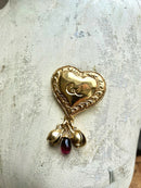 Vintage Christian Lacroix Heart, Charm & Cabochon Statement Brooch