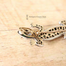 Vintage 15ct Gold Emerald & Diamond Salamander Brooch