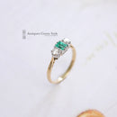 Vintage 18ct Emerald & Diamond 3 Stone Ring