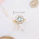 1980s 18ct Aquamarine & Diamond Cluster Ring