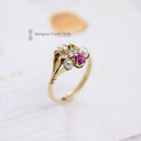 Victorian 18ct Ruby, Diamond & Natural Pearl Cluster Ring