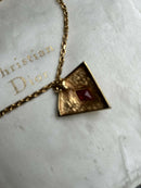Vintage Christian Dior Art Deco Style Pendant Chain Necklace