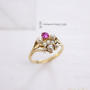 Victorian 18ct Ruby, Diamond & Natural Pearl Cluster Ring