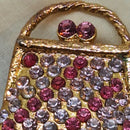 Vintage Rhinestone Handbag Brooch