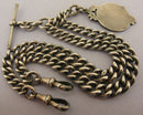 Heavy Antique Solid Silver Double Albert Pocket Watch Chain & Fob Bir 1922