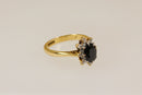 Classic 18ct Gold Midnight Blue Sapphire & Diamond ‘Diana’ Style Ring – Birmingham 1972
