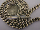 Antique Solid Silver Double Albert Watch or Neck Chain & Fob 23 inch Long Bir 1902