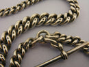 Very Heavy Antique Solid Sterling Silver Albert Pocket Watch Chain & T-Bar Bir 1893