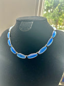 Modern Mid Century 1955 Norway David Anderson Sterling Silver Electric Blue Enamel Necklace