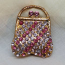 Vintage Rhinestone Handbag Brooch