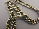 Heavy Antique Solid Sterling Silver Albert Pocket Watch Chain & T-Bar Bir 1906