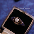 Victorian 15ct Gold Old Mine Cut Diamond Gypsy Solitaire Size T