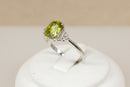Stylish 18ct White Gold Peridot & Diamond Ring – Birmingham Hallmarked