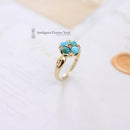 Antique 18ct Turquoise & Diamond Cluster Ring