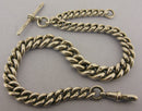 Heavy Antique Solid Sterling Silver Albert Pocket Watch Chain & T-Bar Bir 1906
