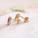 9ct Ruby & Diamond Cluster Earrings