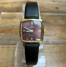 Vintage Omega Genève 1974 Rare Burgundy Oxblood Dial Ladies Swiss Watch Cal 625