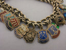 Vintage 1960s Silver Shield Souvenir Travel Charm Bracelet 28 Charms 62 grams