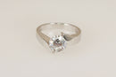 Stylish & Chunky Sterling Silver CZ Solitaire Twist Ring