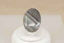 Finely Made Sterling Silver Grey Banded Agate Statement Ring