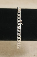 Stylish Italian Silver Flat Curb Link Bracelet – 8” with Safety Catch