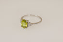 Stylish 18ct White Gold Peridot & Diamond Ring – Birmingham Hallmarked
