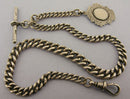 Victorian Solid Sterling Silver Albert Pocket Watch Chain t-Bar & Fob Bir 1896