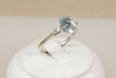 Exceptional 18ct White Gold Aquamarine & Diamond Trilogy Ring – London 2019