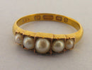 Victorian 15ct Gold 5 Stone Pearl Ring Birmingham 1891 Boxed