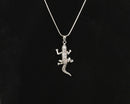 Cute & Finely Made Sterling Silver Gecko Pendant & 16" Snake Chain