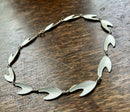 Modern Mid Century KA Rasmussen Sterling Silver Gilt Snowdrop White Enamel Necklace