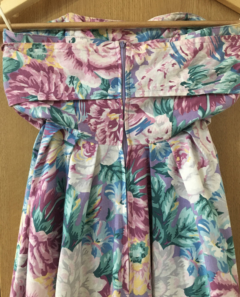 Vintage Laura Ashley Strapless Floral Tea Dress