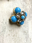 Vintage 1968 Christian Dior Cabochon & Rhinestone Brooch, rare collectible
