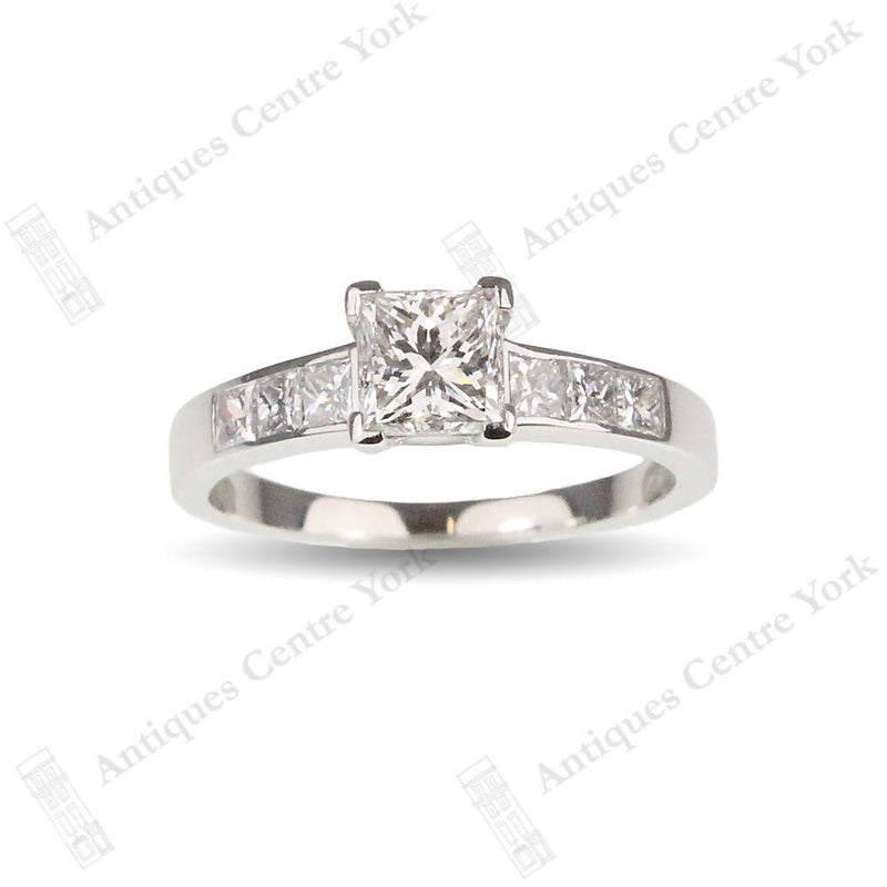 18ct White Gold Certified 1.01ct Princess Cut Diamond Solitaire