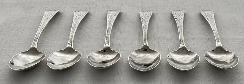 Georgian, George III, Set of Six Bright Cut Silver Teaspoons. London 1796 Solomon Hougham. 2.2 troy ounces.