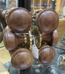 Brass & Wood  Door Knobs 1 Pair