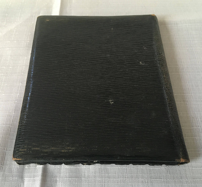 Edwardian silver mounted, Morocco leather and watermarked silk telegrams folder. Birmingham 1903 Synyer & Beddoes.