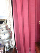 "Terese stripe" Antique classic earth red Madras Cotton Lace Curtain Panel- 48"x 74"readymade