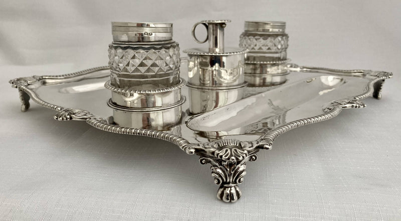 Georgian, George III, Silver Inkstand. Marital Arms of Smyth & Ibbetson. London 1813 Solomon Hougham. 36 troy ounces.