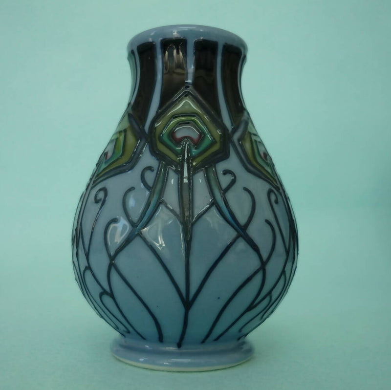 A Boxed Moorcroft Vase in the Peacock Parade Design by Nicola Slaney