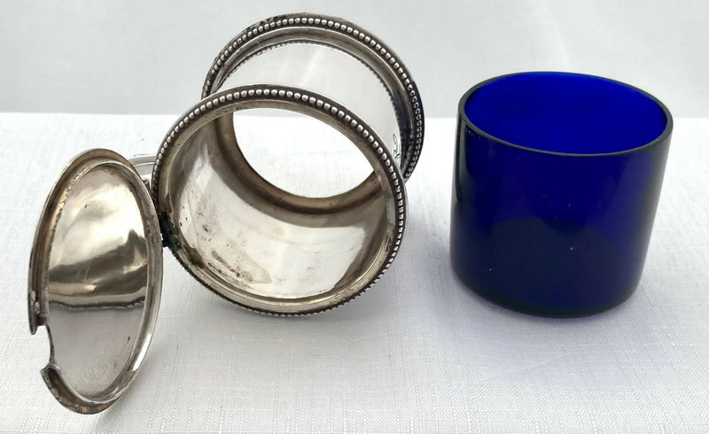 Late Victorian Silver Plated Drum Mustard Pot, Monogram for Alfred de Rothschild.