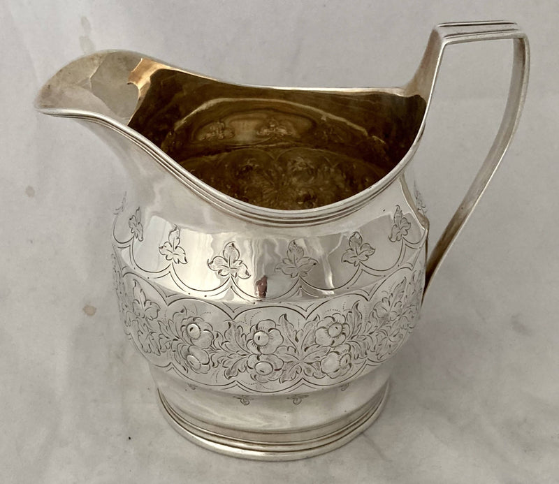 Georgian, George III, Crested Silver Cream Jug. London 1800 Robert & David Hennell. 5.49 troy ounces.