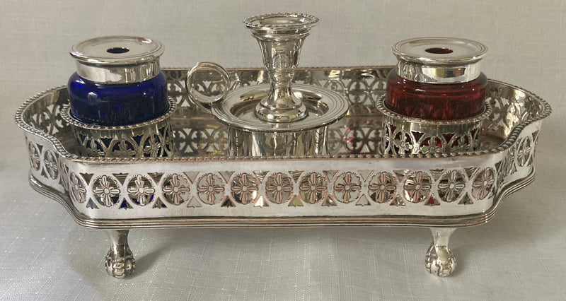 Georgian, George III, Old Sheffield Plate Galleried Inkstand, circa 1780 - 1800.