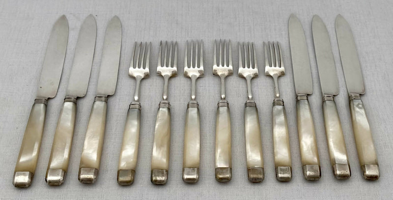 Georgian, George III, Cased Silver and Mother of Pearl Fruit Service for Six, circa 1810.