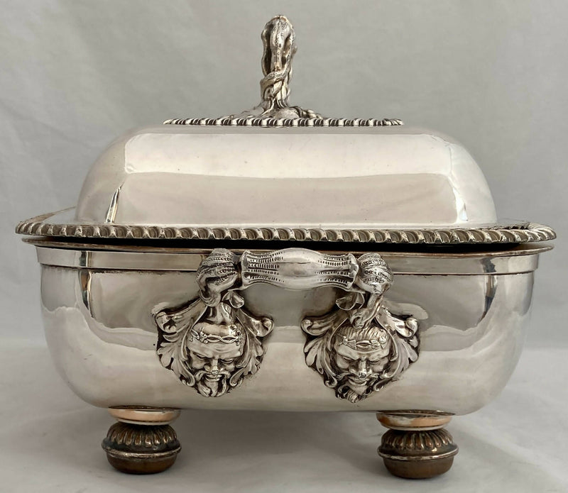Georgian Old Sheffield Plate Entree Dish & Mask Head Warming Stand.