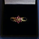 Silver Ruby Flower Ring Size O