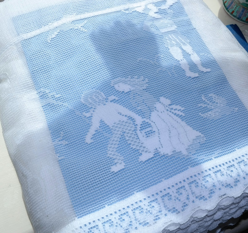 Nursery Rhymes Scottish Cotton Lace Valance Curtain Panel - 12" drop by the metre